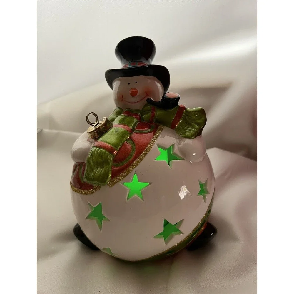 VTG. 2 Way Lightup Snowman Figurine with Flameless Candle (Take 2 AA‎ Batteries)